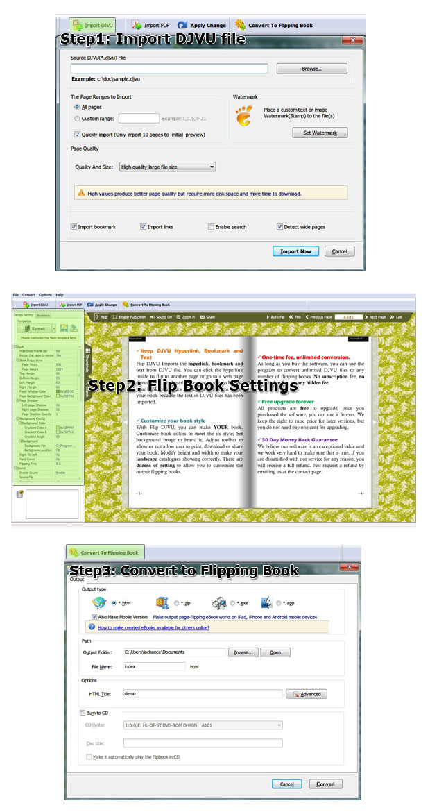 djvu to flash converter steps